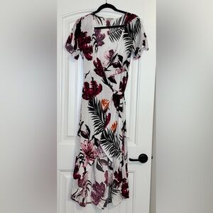 Charlotte Russe Wrap Floral Dress - White and Red